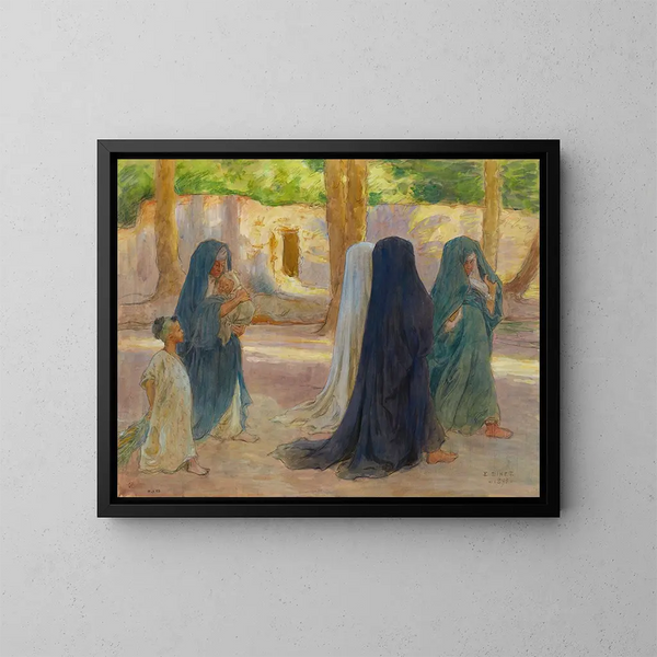 Donne arabe in passeggiata - Étienne Dinet — quadro incorniciato alla parete