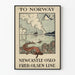 Poster vintage crociera Newcastle-Oslo Fred. Olsen Line