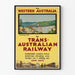 Poster vintage della ferrovia Trans-Australiana verso l'Australia Occidentale