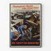 Poster vintage trasporto militare e manutenzione camion