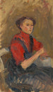 Portrait d'une jeune femme en pull rouge - Ludovit Pitthordt — vista dell’opera