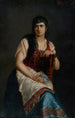 Portrait d'une femme assise avec un masque - Ludovit Pitthordt — vista dell’opera