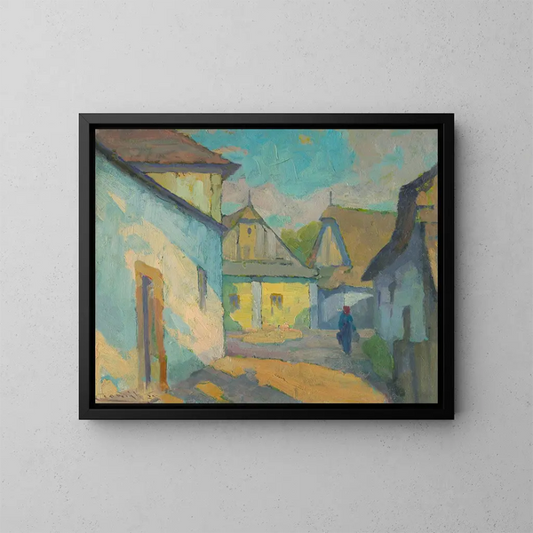 Motivo di un villaggio dell'Est della Slovacchia - Ludovit Ordok — quadro incorniciato alla parete