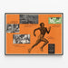 Poster vintage americano in arabo con atleta e scene educative — quadro incorniciato alla parete