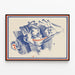 Poster vintage con labbra in blu e rosso con zip — quadro incorniciato alla parete