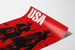 Poster decorativo USA Cowboys in silhouette nera su sfondo rosso