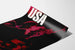 Poster jazz USA con musicisti in luce rossa