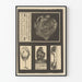 Poster da esposizione vintage con scimmie e uccelli in bianco e nero