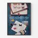 Poster decorativo con farfalle e libro su sfondo di legno blu