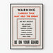 Poster vintage avvertimento di sicurezza militare