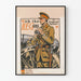 Poster militare vintage con ufficiale e cannoni