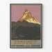 Poster vintage montagna Matterhorn Zermatt Svizzera