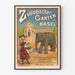 Poster vintage dello zoo di Basilea con elefante e visitatrici