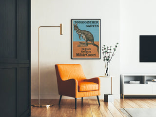Poster vintage dello zoo dei canguri con concerto militare